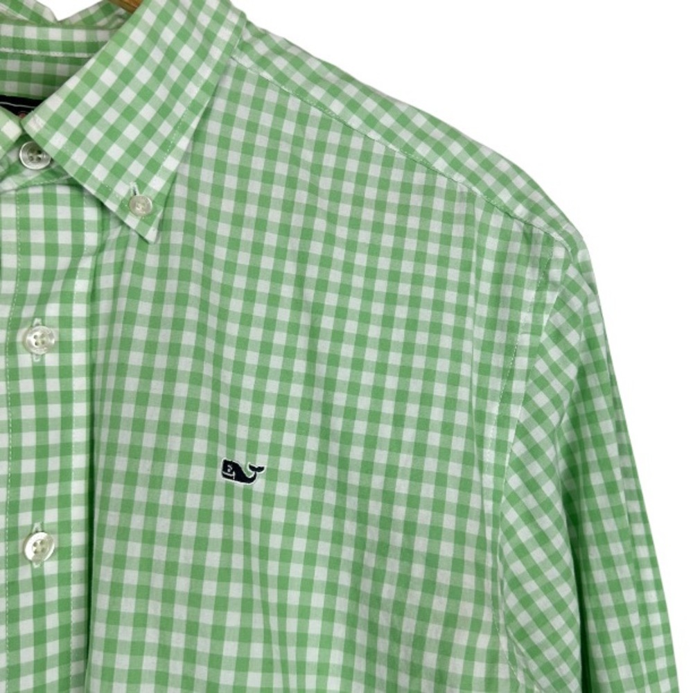 Vineyard Vines Whale Shirt Plaid Long Sleeve Button Down Shirt Green Size Medium - Picture 2 of 8